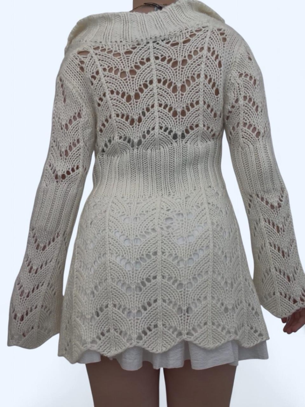Y2K ivory crochet knit cardigan